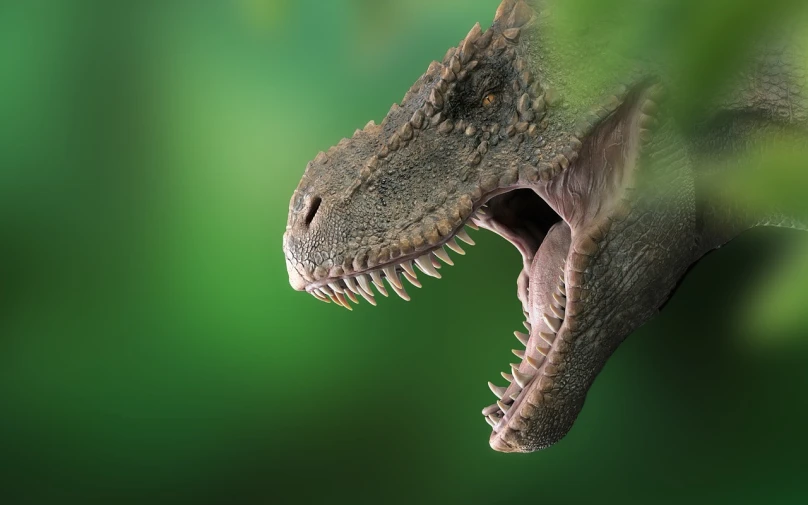 a close up of a dinosaur with its mouth open, a macro photograph, inspired by Adam Rex, pixabay, sharp background, rendered in keyshot, taken with my nikon d 3, pc wallpaper