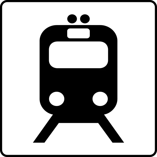 a black and white picture of a train, vector art, by Zoltán Joó, trending on pixabay, figuration libre, traffic signs, on display, 2 0 5 6 x 2 0 5 6, rounded logo