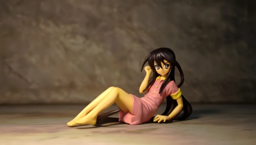 a figurine of a woman sitting on the ground, a picture, by Jin Homura, flickr, casual pose, mamoru nagano, posing!!, rumiko