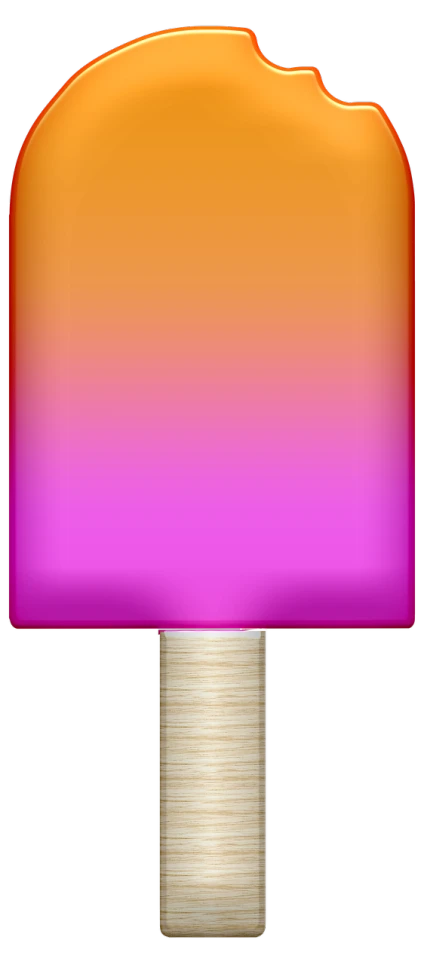 a pink and orange ice cream cone sitting on top of a metal pole, a digital rendering, inspired by Mark Rothko, flickr, purple color lighting, rounded corners, top - view, made entirely from gradients