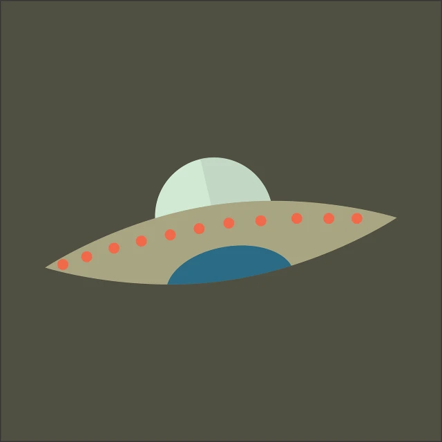 an image of a flying saucer in the sky, vector art, space art, on a flat color black background, a beautiful artwork illustration, 60's cartoon-space helmet, flat grey color