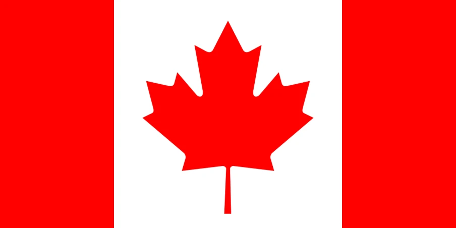 a canadian flag with a maple leaf on it, single flat colour, very simple, cut, red colored