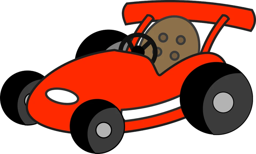 a red car with a teddy bear in the driver's seat, concept art, inspired by Masamitsu Ōta, pixabay, mingei, donut, full view of a sport car, an orange, gif