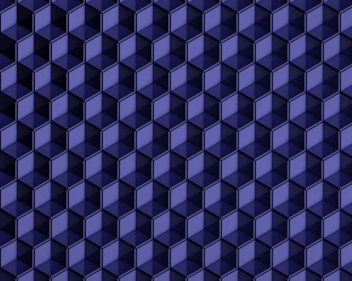 a pattern of blue cubes on a black background, shutterstock, abstract illusionism, mauve background, hexagonal wall, symmetry illustration, tileable