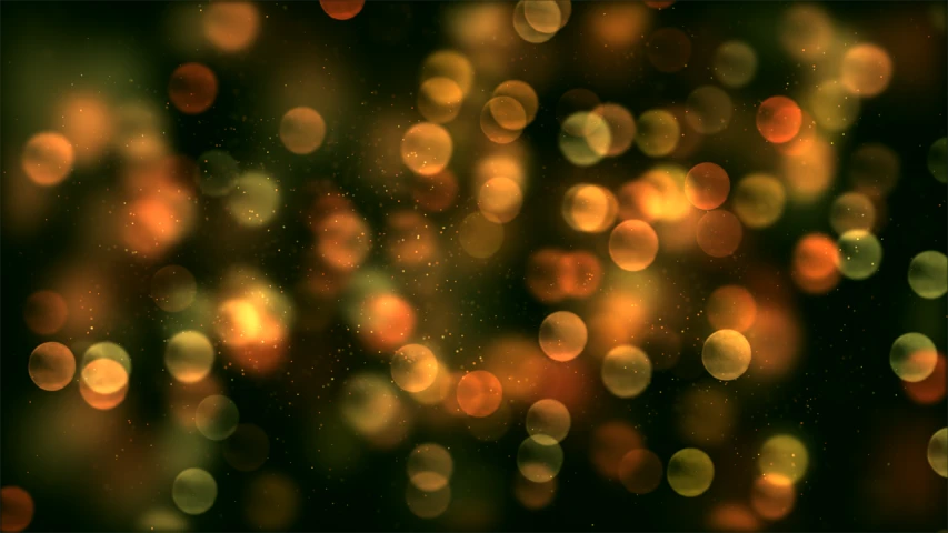 a bunch of lights that are in the dark, digital art, shutterstock, gold dappled light, 300mm telephoto bokeh, dark orange night sky, rendered in maya and houdini