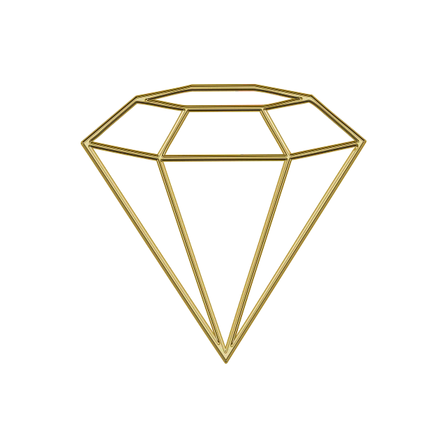 a gold diamond on a black background, a digital rendering, tumblr, outlined!!!, idol, ( ( dithered ) ), perfect shape