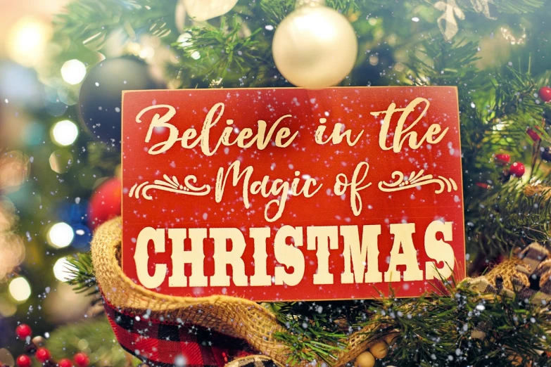 a sign that says believe in the magic of christmas, a picture, shutterstock, listing image, wooden, avatar image, various artists