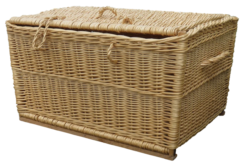 a wicker box with a lid on a black background, by Thomas Tudor, pixabay, funeral, massive wide trunk, full res, full length