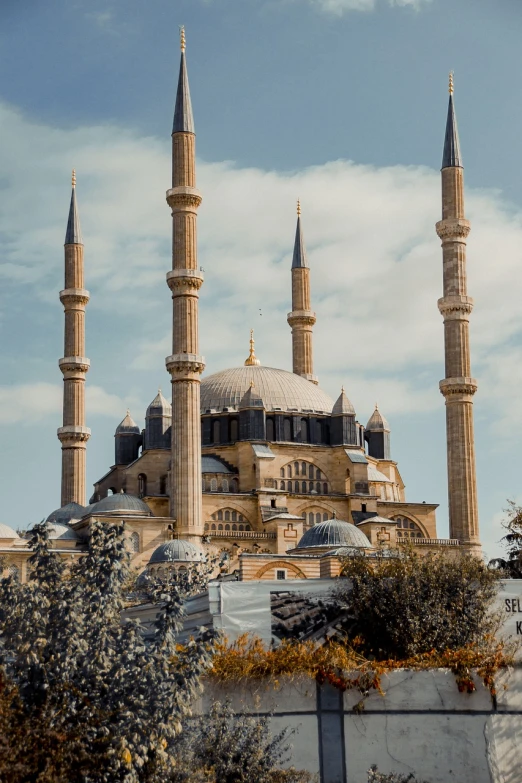 a large building with many spires on top of it, a colorized photo, pexels contest winner, hurufiyya, 4k vertical wallpaper, ottoman miniature style, archs and columns, beautiful iphone wallpaper