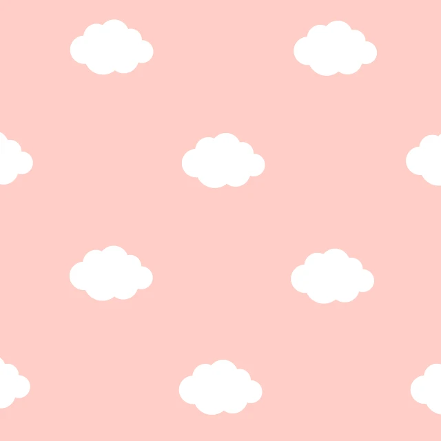 a pattern of white clouds on a pink background, a picture, by Taiyō Matsumoto, minimalism, created in adobe illustrator, children, on simple background, 1128x191 resolution