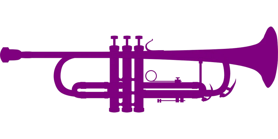 a purple trumpet on a black background, inspired by Otto Eckmann, schematics, ((oversaturated)), vaporwave!, cad