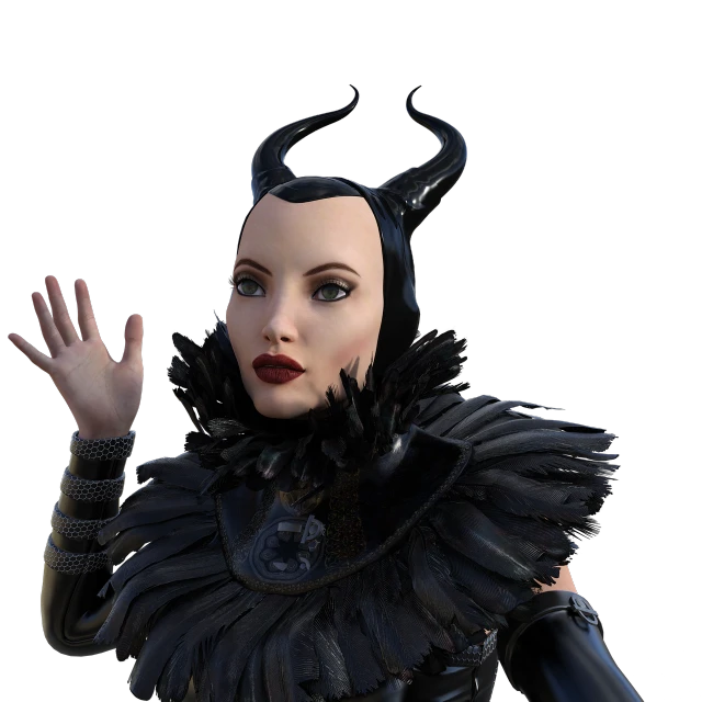 a close up of a person wearing a costume, a character portrait, inspired by Herbert James Gunn, zbrush central contest winner, digital art, angelina jolie, 8k octae render photo, villain pose, disney render