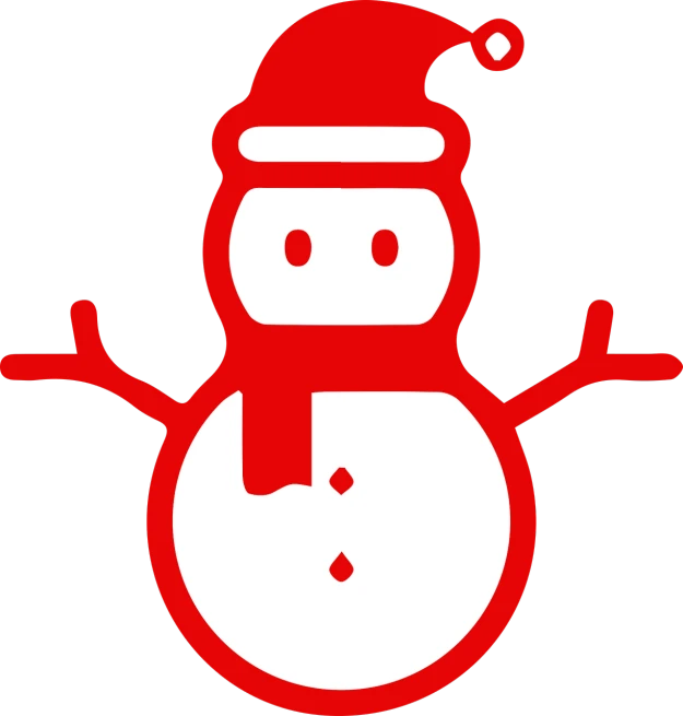 a snowman wearing a santa hat and scarf, vector art, inspired by Ernest William Christmas, reddit, figuration libre, red and white neon, small, wikimedia, thumbnail