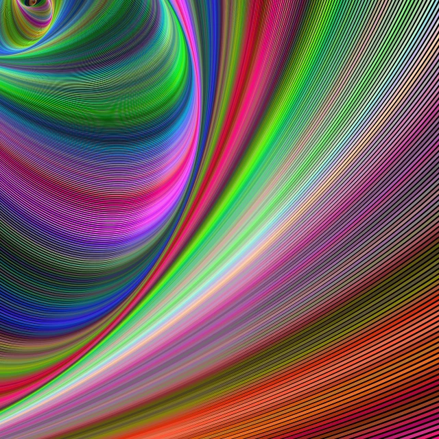 a computer generated image of a colorful swirl, a digital rendering, inspired by Gabriel Dawe, abstract illusionism, neon background, 3d with depth of field, curved lines, very colourful