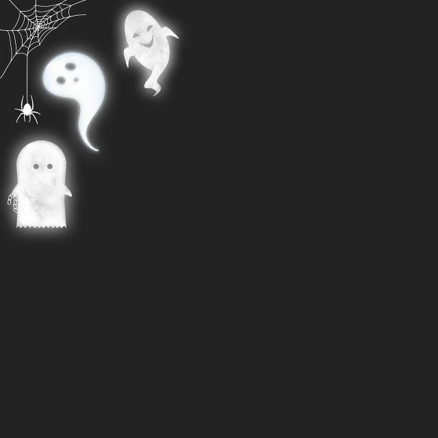 a group of ghosts hanging from a spider web, by Ei-Q, minimalism, glowing white owl, chalk digital art, dark. no text, edited