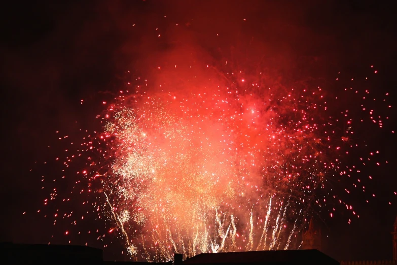 a bunch of fireworks that are in the sky, hurufiyya, atmospheric red lighting, istockphoto, clay, low angle photo