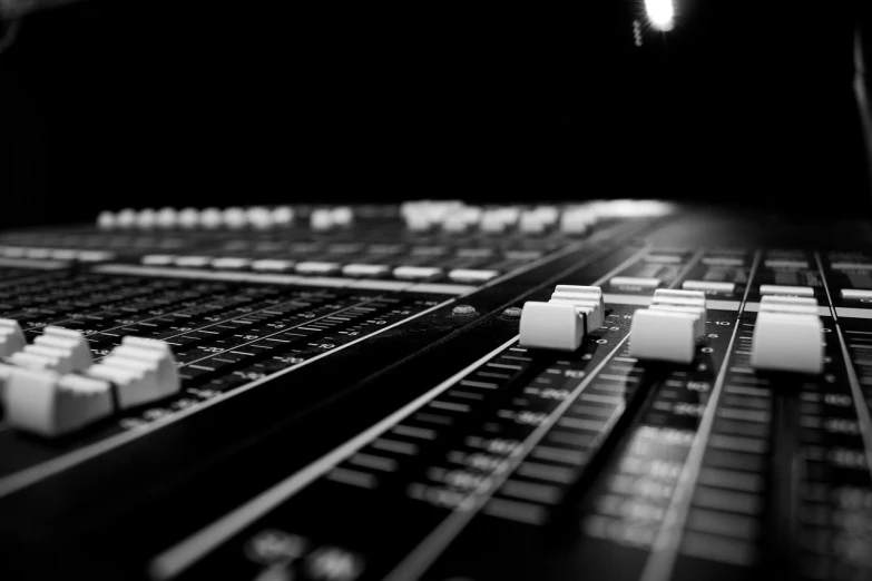 a black and white photo of a sound board, a black and white photo, by Matthias Stom, unsplash, digital art, high detail 4k render, first light, marketing photo, master pieces