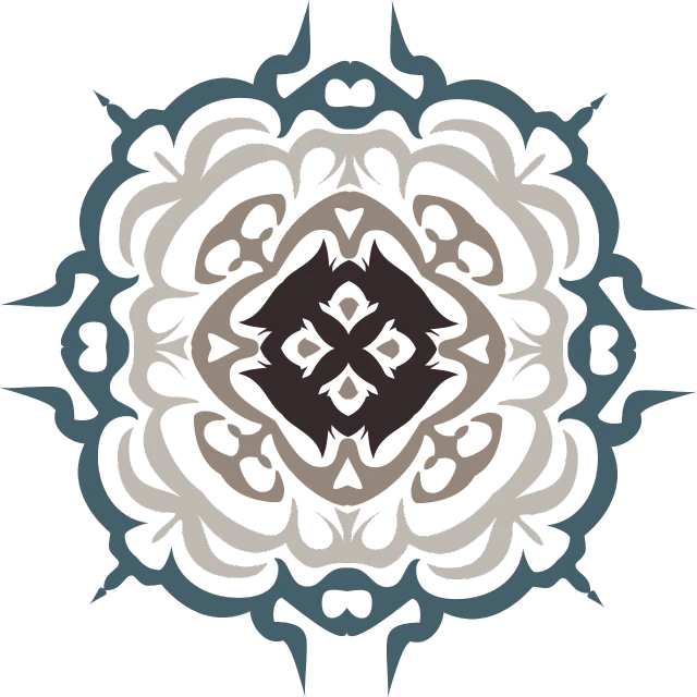 a close up of a circular design on a black background, concept art, inspired by Luigi Kasimir, reddit, baroque, flat color, blueish, black and brown colors, heavy jpeg artifact