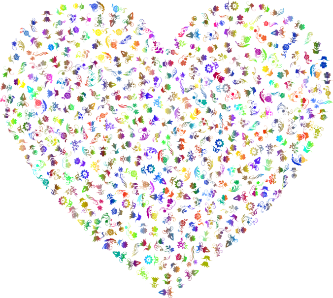 a heart filled with lots of different colored people, inspired by Lisa Frank, computer art, amoled wallpaper, many fireflies, clip art, the background is black