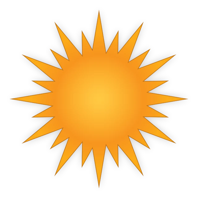 a yellow sun on a black background, an illustration of, rayonism, spiky, an orange, webdesign icon for solar carport, star flares