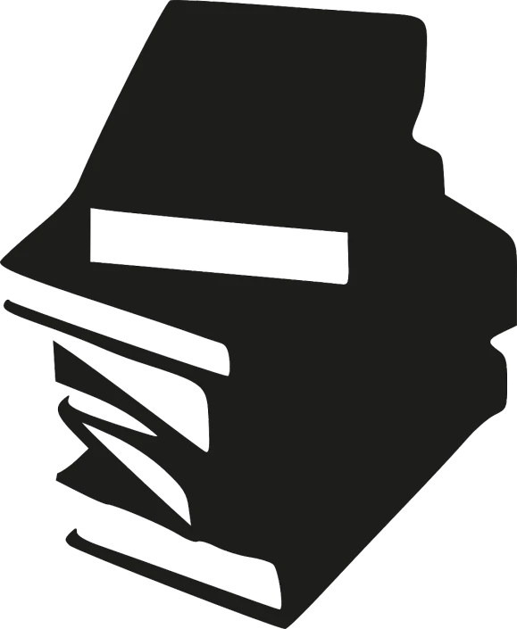 a stack of books sitting on top of each other, a photocopy, by Mirko Rački, trending on pixabay, private press, face icon stylized minimalist, upturned nose, minimalist logo vector art, black silhouette