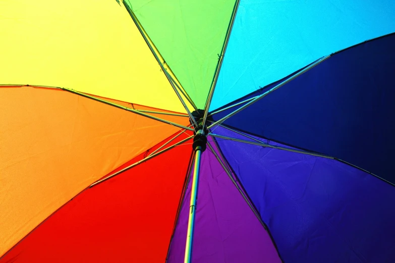 a close up of a rainbow colored umbrella, a photo, by Jan Rustem, istock, colorful ideas, kodak photo, gay rights