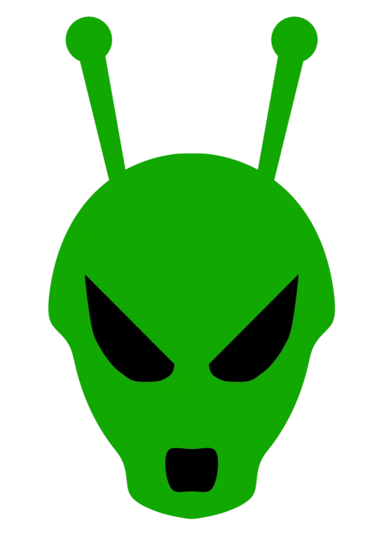 a green alien head on a black background, inspired by Andrei Kolkoutine, hurufiyya, evil bugs bunny, design your own avatar, rabbit ears, destroyed