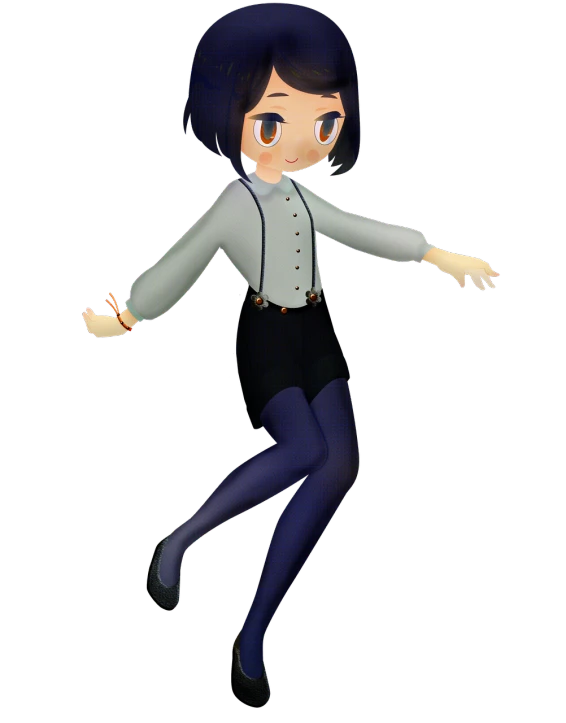 a woman that is standing in the air, a low poly render, inspired by Un'ichi Hiratsuka, acnh, alice cullen, magical school student uniform, ( art deco )