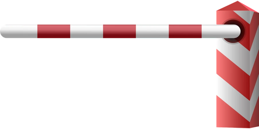 a red and white striped barrier on a black background, a digital rendering, inspired by Okada Hanko, 2d game asset, cane, traffic, 1/4 profile