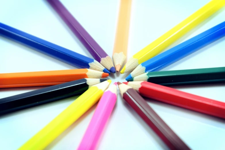 a group of colored pencils arranged in a circle, a picture, istockphoto, full of colour 8-w 1024, pure color background, color explosion