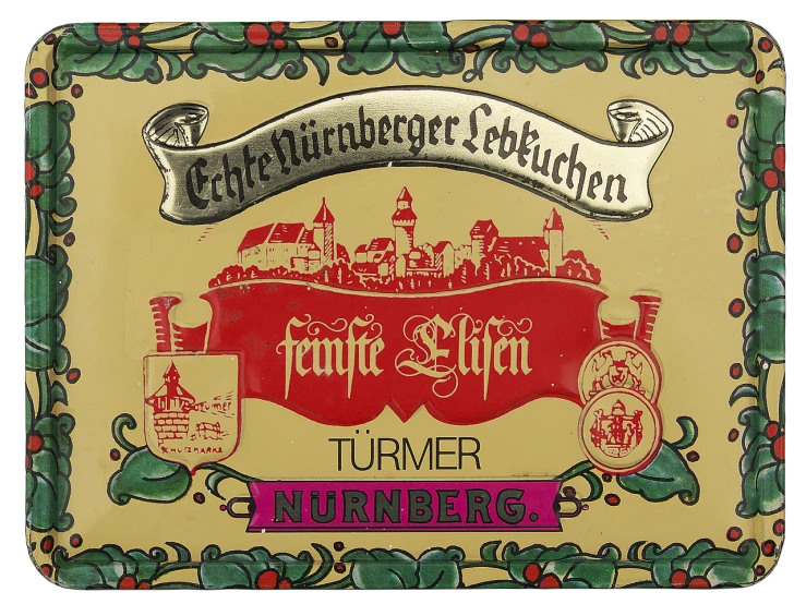 a close up of a sign with a castle in the background, by Werner Tübke, folk art, cigarrette boxes at the table, front label, turbulence, jugendstil background