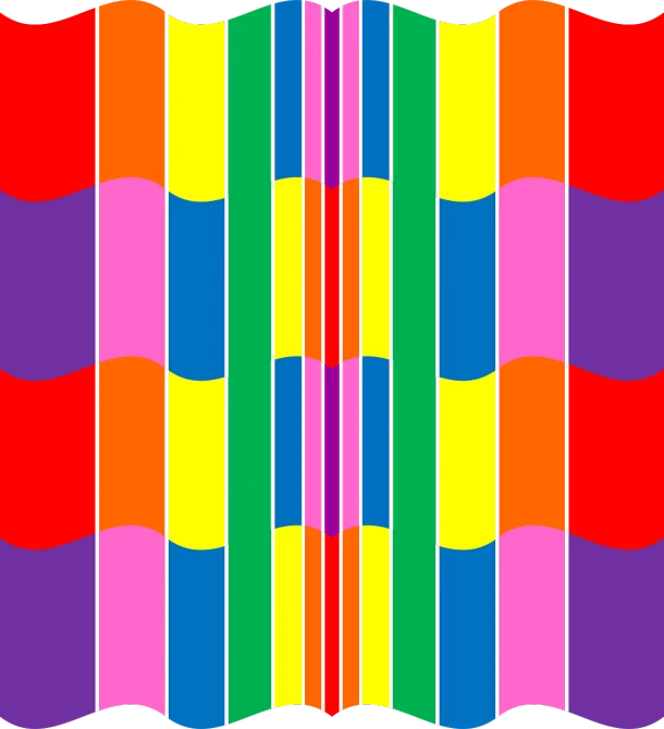 a multicolored striped pattern on a black background, a pop art painting, inspired by Yaacov Agam, op art, symmetry illustration, in a candy land style house, lsd waves, bright vivid color hues:1