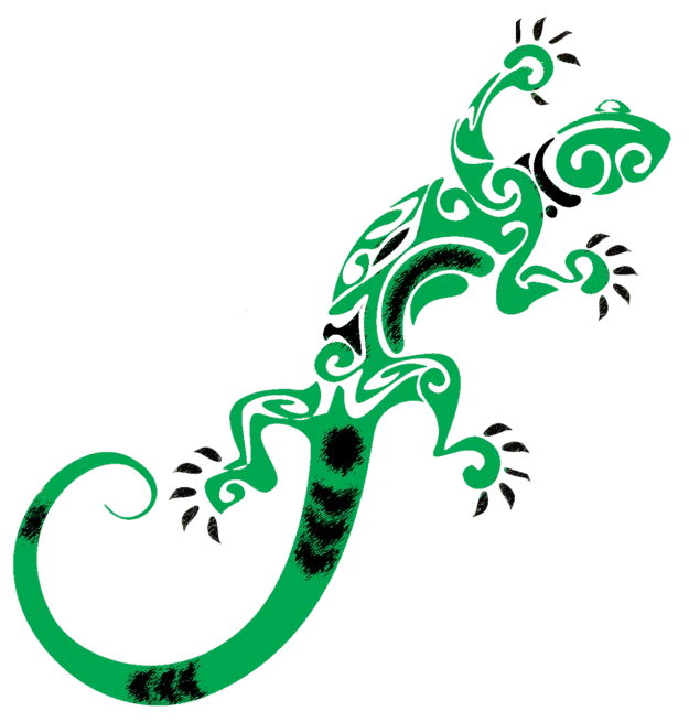 a green lizard on a black background, inspired by Sōtarō Yasui, deviantart, graffiti, tattoo stencil, anthro gecko, luminous design, it\'s name is greeny