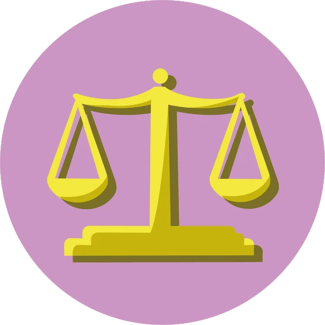 a couple of scales sitting on top of each other, figuration libre, yellow purple, court politics, avatar for website, zodiac libra sign