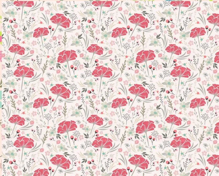a pattern of red flowers on a white background, inspired by William Morris, shutterstock, with soft pink colors, standing in a flower field, clover, on a pale background