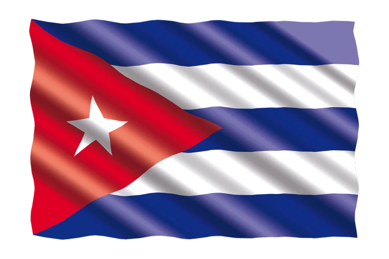 the flag of cuba waving in the wind, a digital rendering, by david rubín, art deco, vectorized, trimmed with a white stripe, digital painted, textured