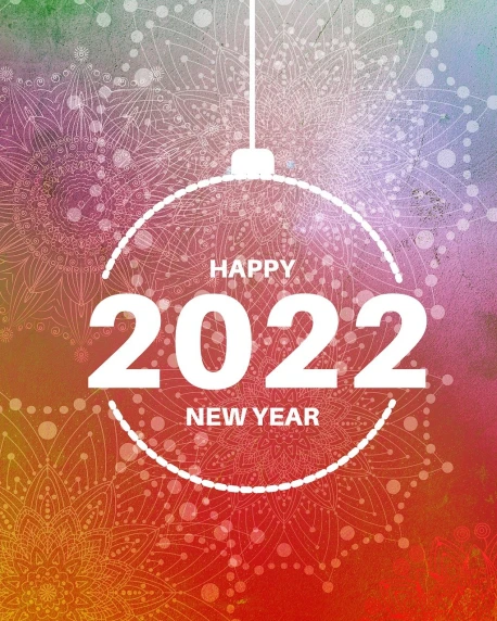 a happy new year card with a christmas ornament, trending on pixabay, bauhaus, chaotic riots in 2022, 2 5 6 colors, hazy, profile picture