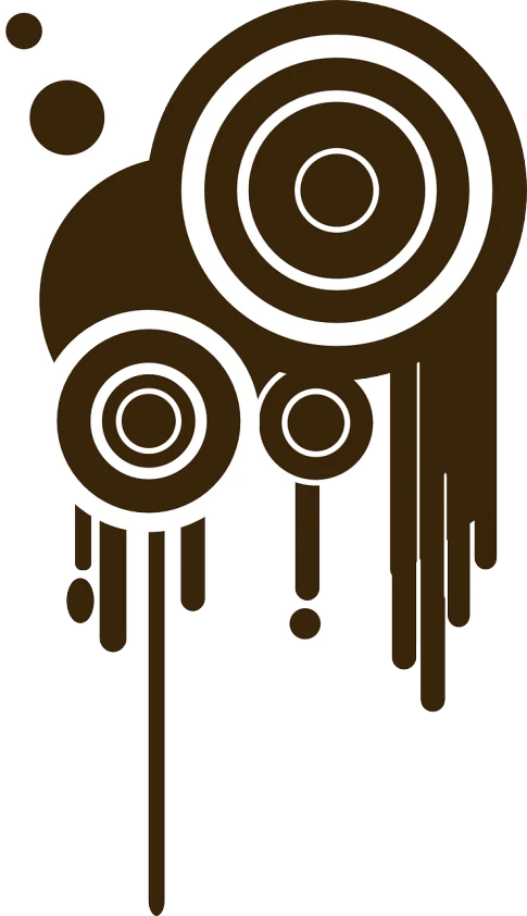a couple of circles sitting on top of each other, vector art, inspired by Tim Biskup, abstract art, dripping tar, chocolate. intricate background, istockphoto, neotribal
