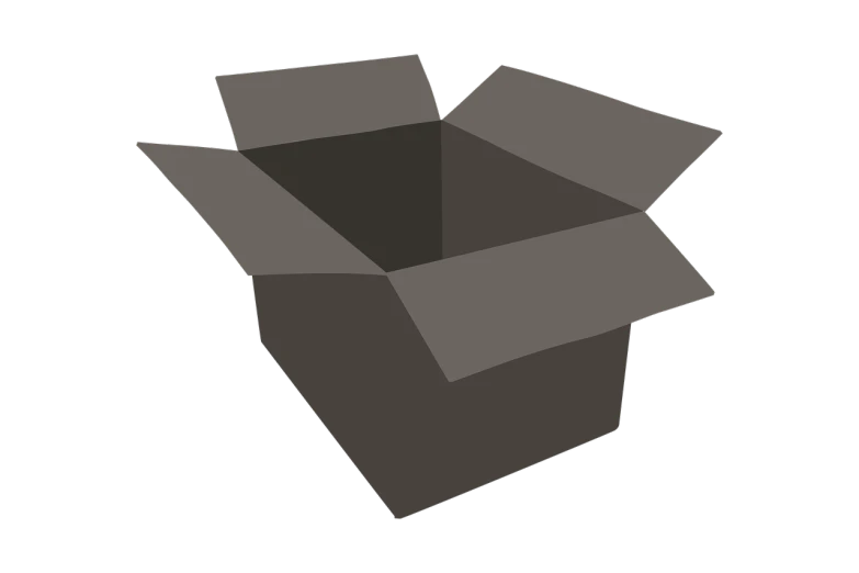 an open box on a black background, a raytraced image, by Attila Meszlenyi, computer art, lineless, beginner art, imvu, grey shift