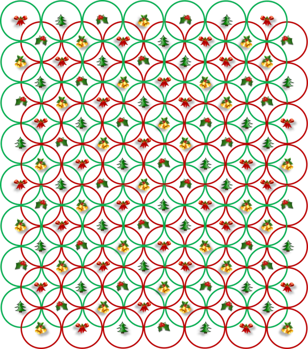 a green and red design on a black background, a digital rendering, inspired by Adolf Wölfli, christmas lights, with lots of thin ornaments, bargello pattern, santa