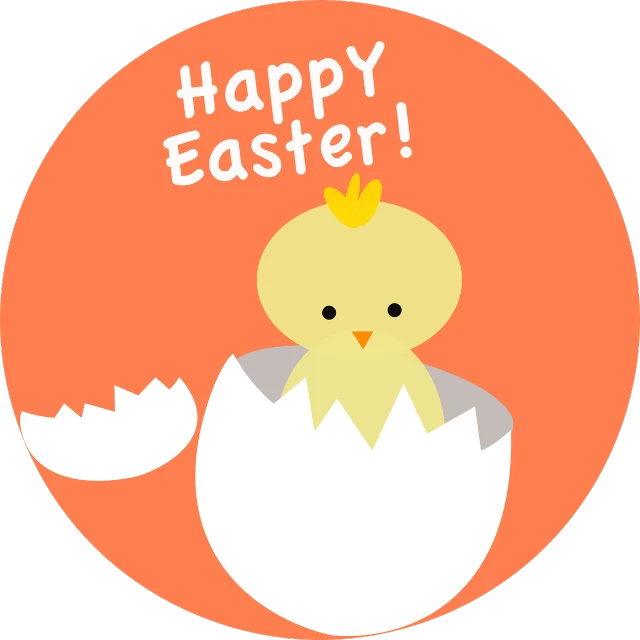 a picture of a chick hatching out of an egg, an illustration of, sticker illustration, round-cropped, easter, high res