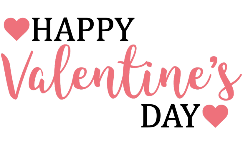 the word valentine's day written in pink on a black background, header with logo, latinas, jaidenanimations, detailed clothing