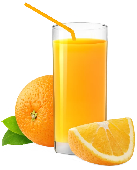 a glass of orange juice next to an orange, a digital rendering, by Josetsu, pixabay, hurufiyya, spilling juice, istockphoto, 6 pack, various posed