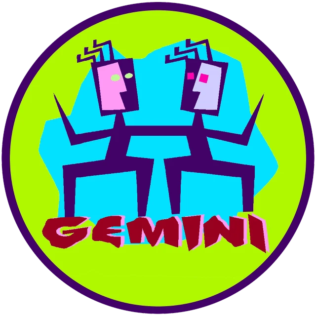 a sticker with the word gemini on it, concept art, by Gwen Barnard, !!! very coherent!!! vector art, despacito, mantis, wikimedia