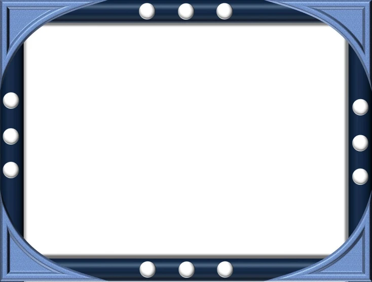 a blue frame with white polka dots on it, a computer rendering, by Wayne England, tumblr, computer art, with big chrome tubes, abstract design. parallax. blue, picture frames, on a white background