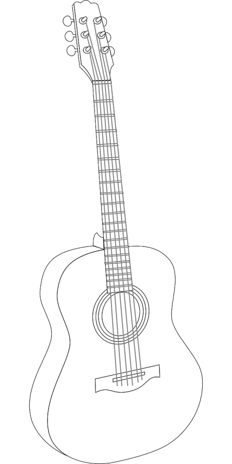 a drawing of a guitar on a white background, lineart, pixabay, sōsaku hanga, lineart behance hd, tutorial, youtube thumbnail, line art - n 9