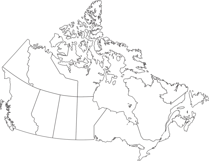 a black and white map of canada, a digital rendering, reddit, regionalism, dark. no text, neon outline, warm weather, 3 2 k