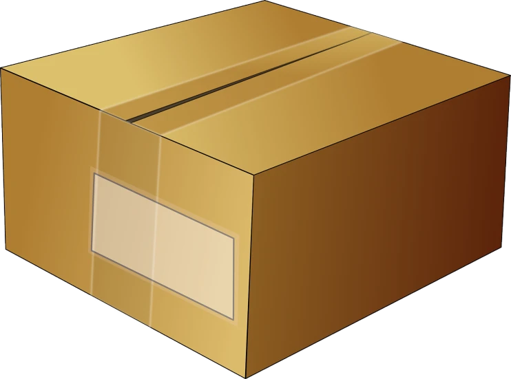 a close up of a cardboard box on a white background, pixabay, computer art, cel shaded vector art, brown and gold, switch, side view of a gaunt