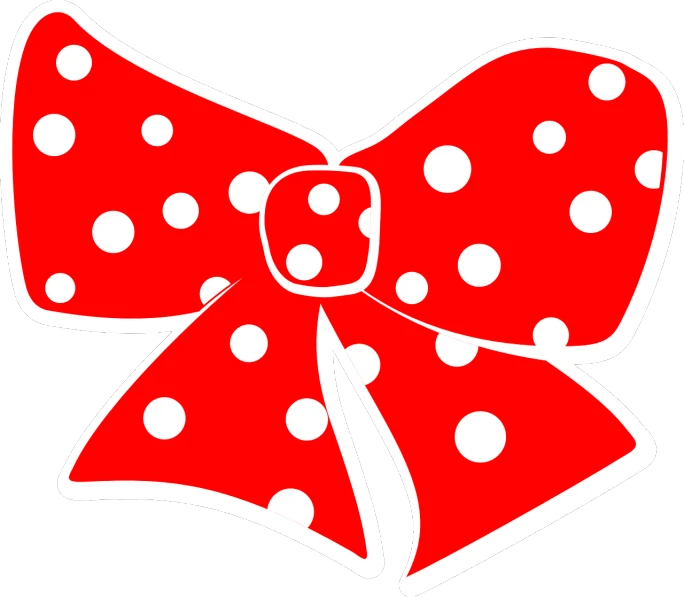 a red bow with white polka dots on it, vector art, inspired by Yayoi Kusama, pixabay, sōsaku hanga, minnie mouse, with a black background, cutie mark, daddy