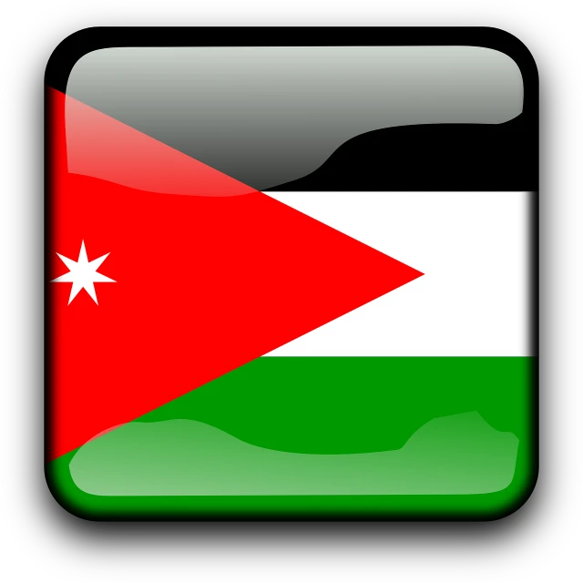 a square button with the flag of jordan, a digital rendering, by Abdullah Gërguri, hurufiyya, iphone, sumerian, redneck, of